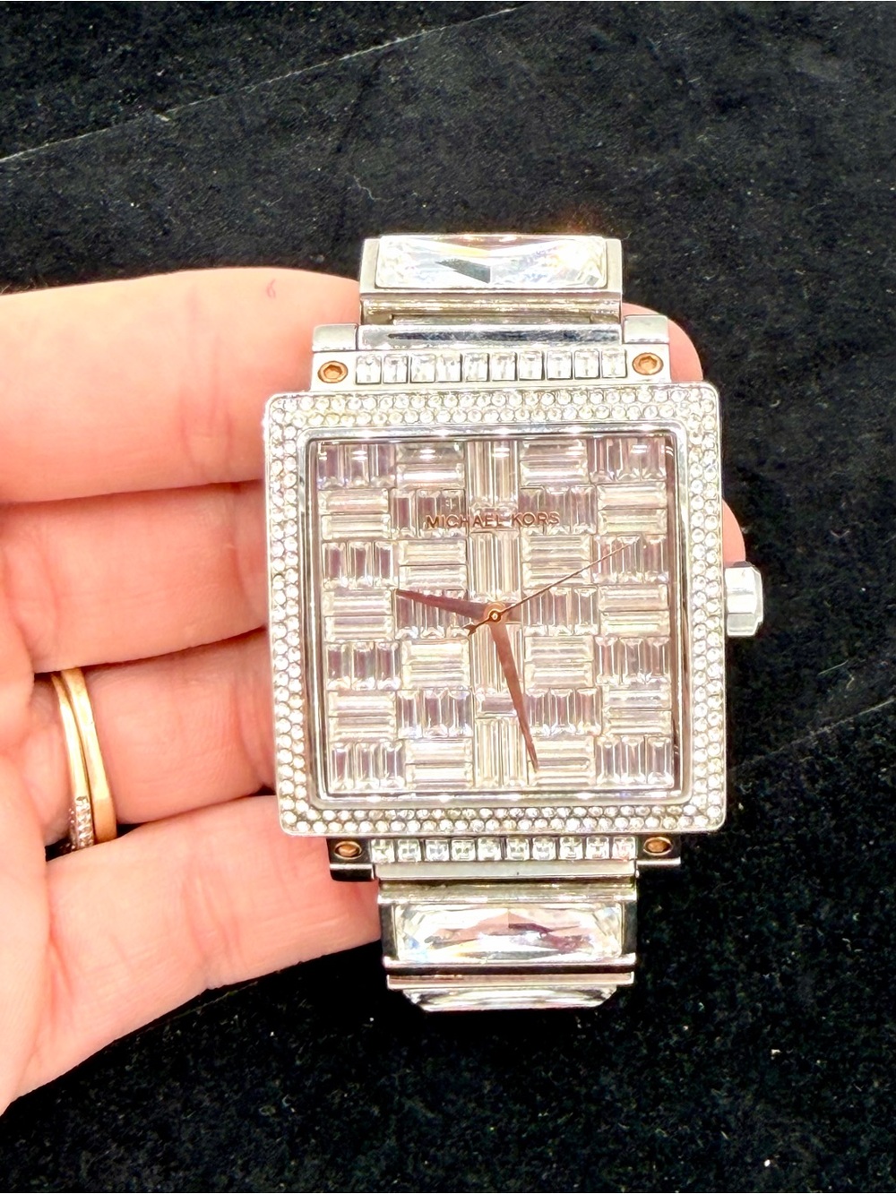 Michael Kors MK-5728 Women's Silver Crystal Pave Square Watch (Dead Battery) - Picture 2 of 15